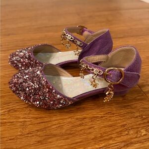 Purple Glitter Kids Shoes with Charms